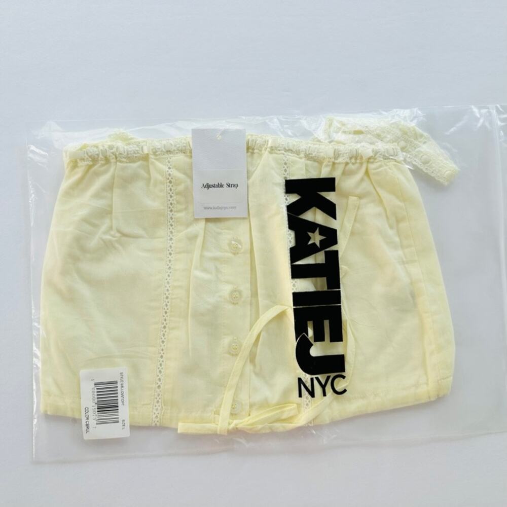 Katie J NYC Willow Tween Lace Top Creme Brulee Yellow NEW Size Large 12 - Picture 2 of 5